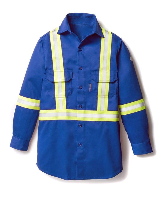 Uniform Shirt with Reflective Trim - Blue Front