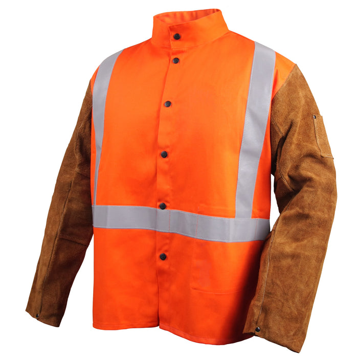 Black Stallion Safety Orange Fr Cotton & Cowhide Hybrid Wesking Veste