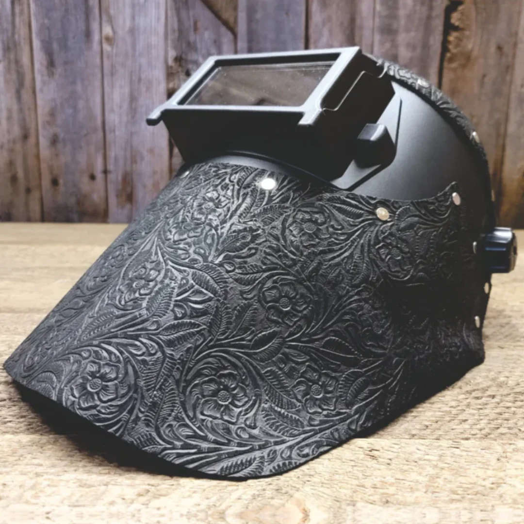 Outlaw Leather Black Floral Suede Flip Front Welding Hood Questions & Answers