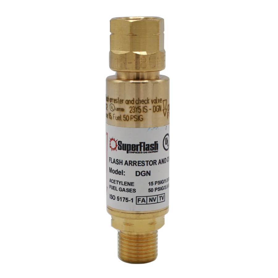 What is the bar/psi rating for the oxygen DG91N flashback arrestor?