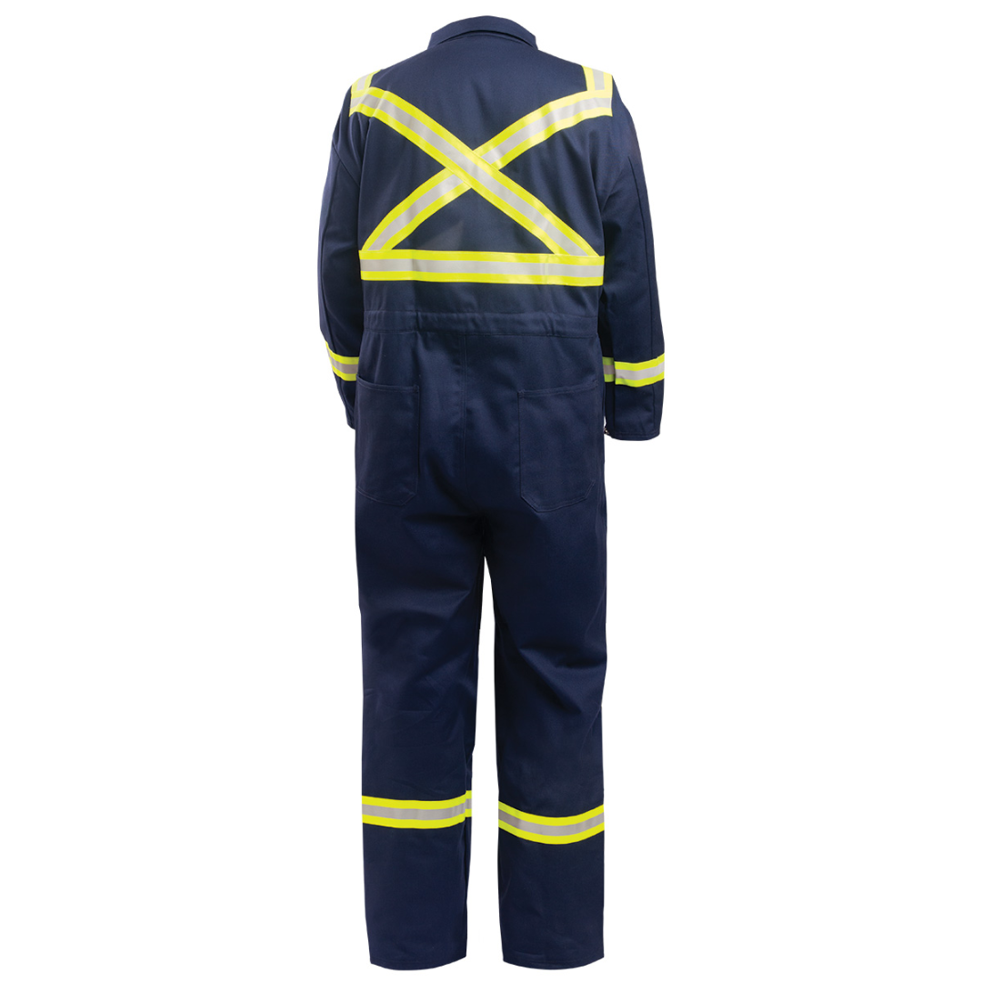 Black Stallion Flame-Resistant Cotton Coverall, Navy with FR Reflective Tape