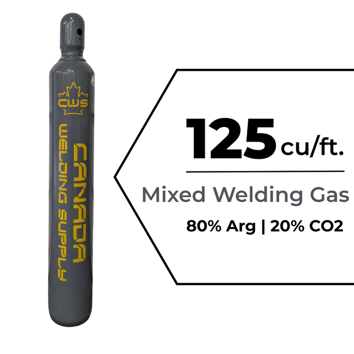 125 cu/ft Welding Gas Cylinder 80% Argon 20% CO2 - Tank CGA 580 - FULL