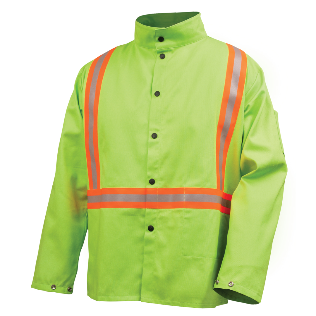 Black Stallion JF1010-LM Safety Welding Jacket w/ Hi-Viz Trim