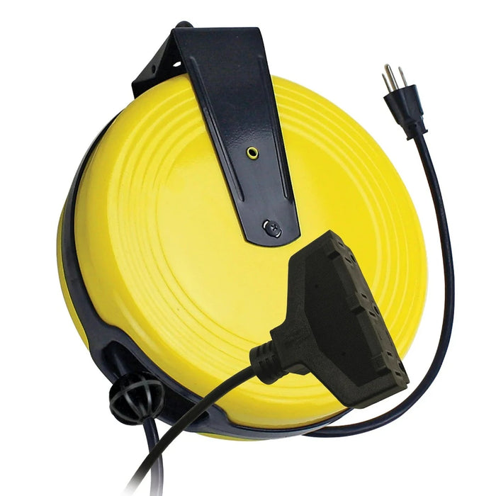 25ft 3-Outlet Retractable Metal Extension Cord Reel CR211625