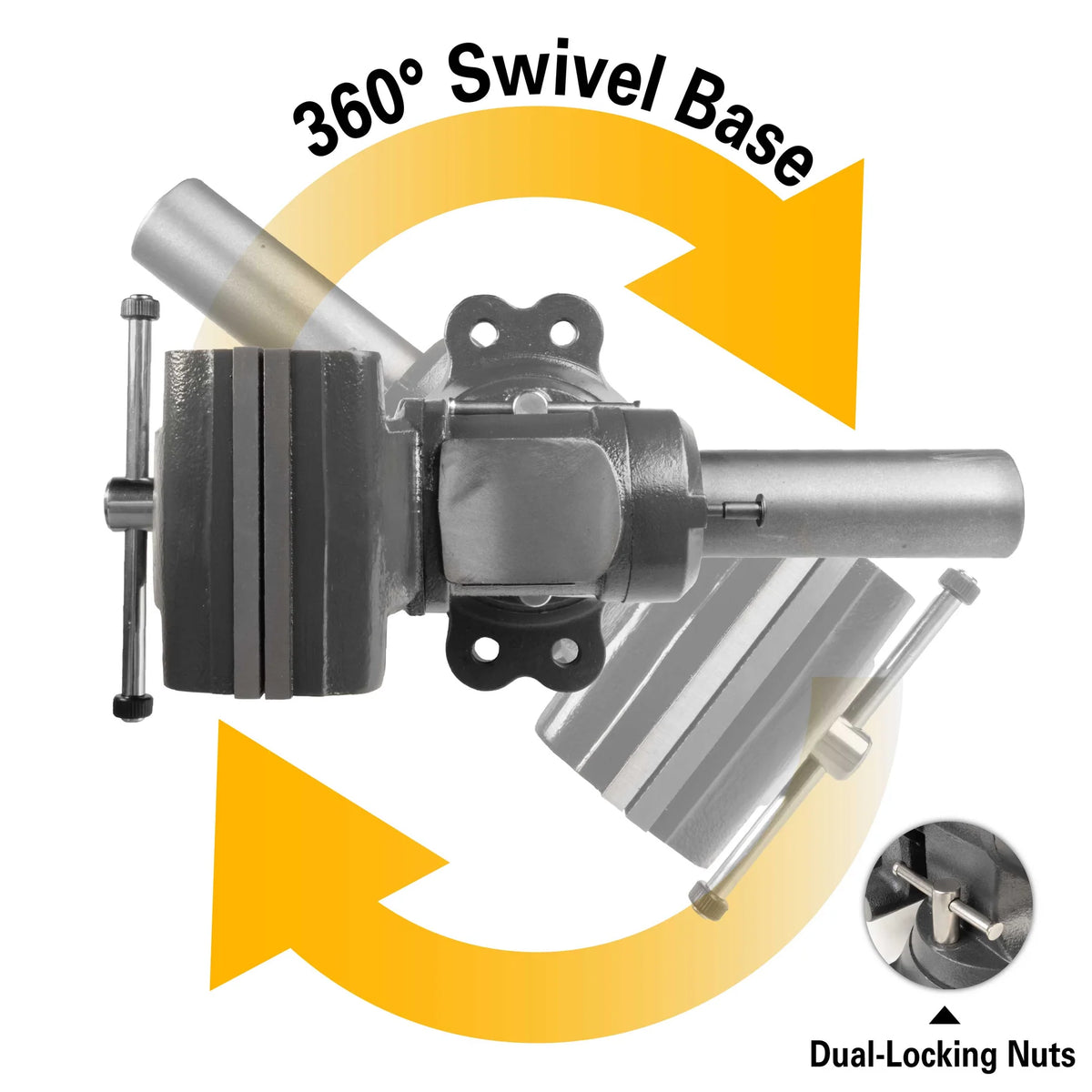 BuildPro Vise with 360° Rotating Jaw &amp; Base, Fit 5/8 Holes