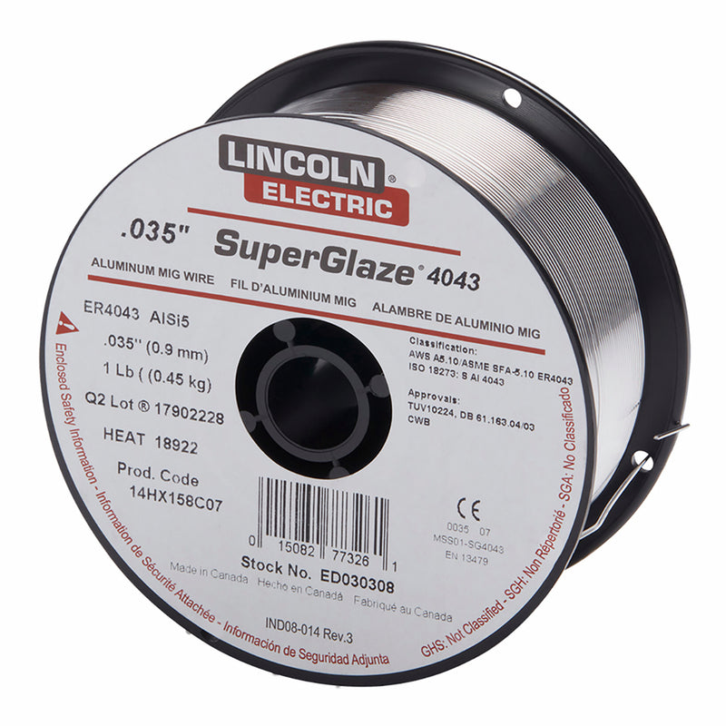 Lincoln SuperGlaze 4043 Aluminum MIG Wire 1lb Spool