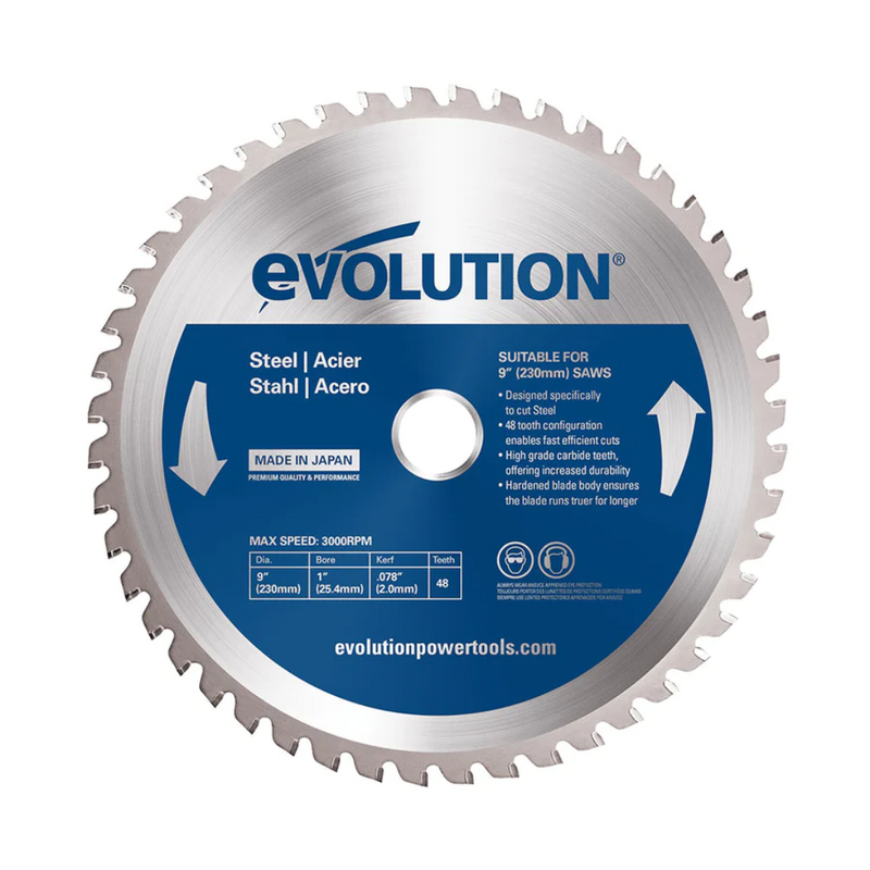Evolution 9" | 48T | 1 In. Arbor | Mild Steel And Ferrous Metal TCT Blade | 230BLADEST