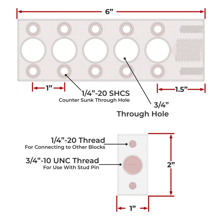 Fireball Tool Extension Block, 6" - 3/4" System