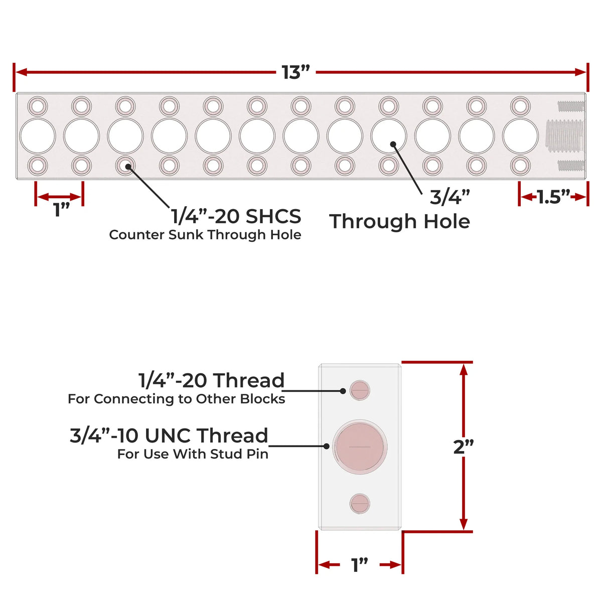 Fireball Extension Block, 13" - 3/4" System