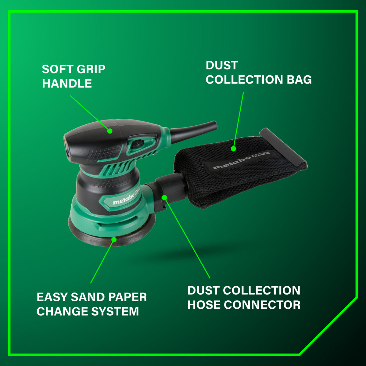 Metabo 5" Variable Speed Random Orbit Finishing Sander