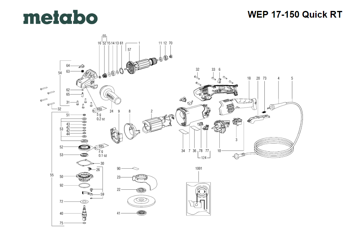 Metabo Carbon Brush Set with Holder, 110 V - 316066670
