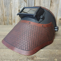 Outlaw Leather Fudge Brown Basket Weave Leather Welding Hood
