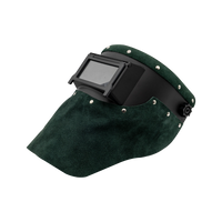 Outlaw Leather Slimline Black Flip Front / Green Suede Welding Hood