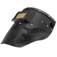 Outlaw Leather Slimline Black Flip Front Black Leather Welding Hood