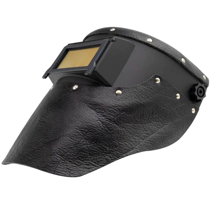 Outlaw Leather Slimline Black Flip Front Black Leather Welding Hood