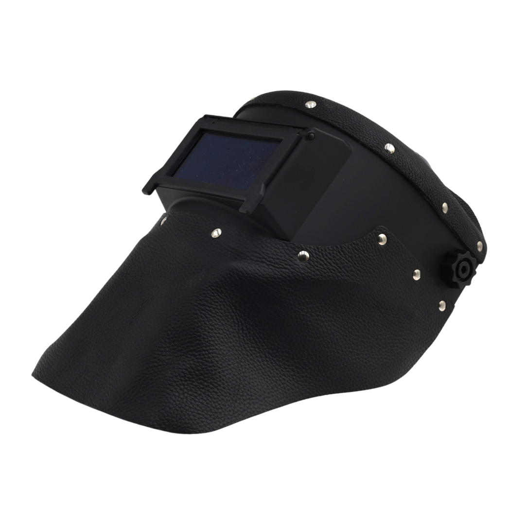 Outlaw Leather Slimline Leather Welding Hood Black Leather Black Shell