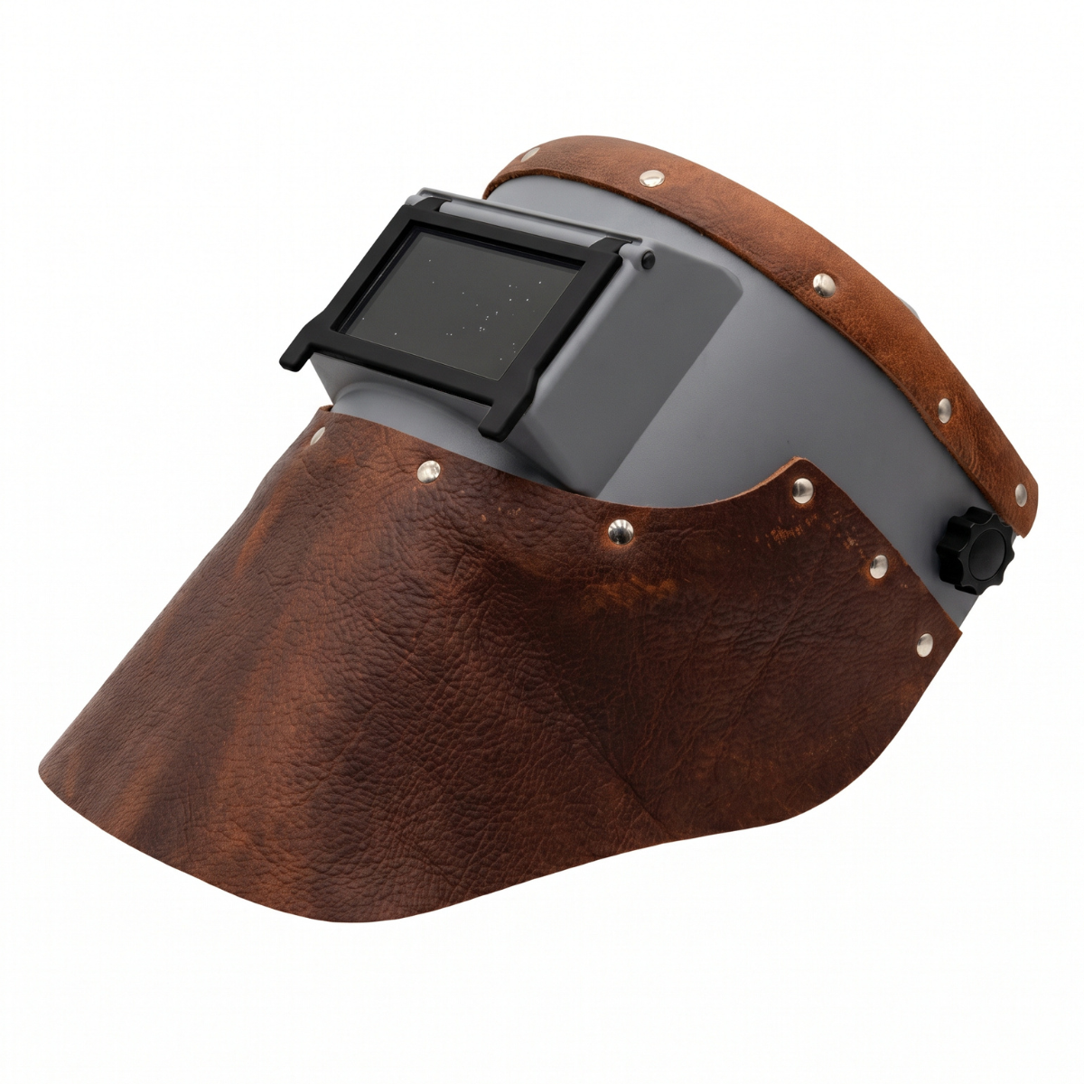 Grey Slimline Hood, Brown Leather