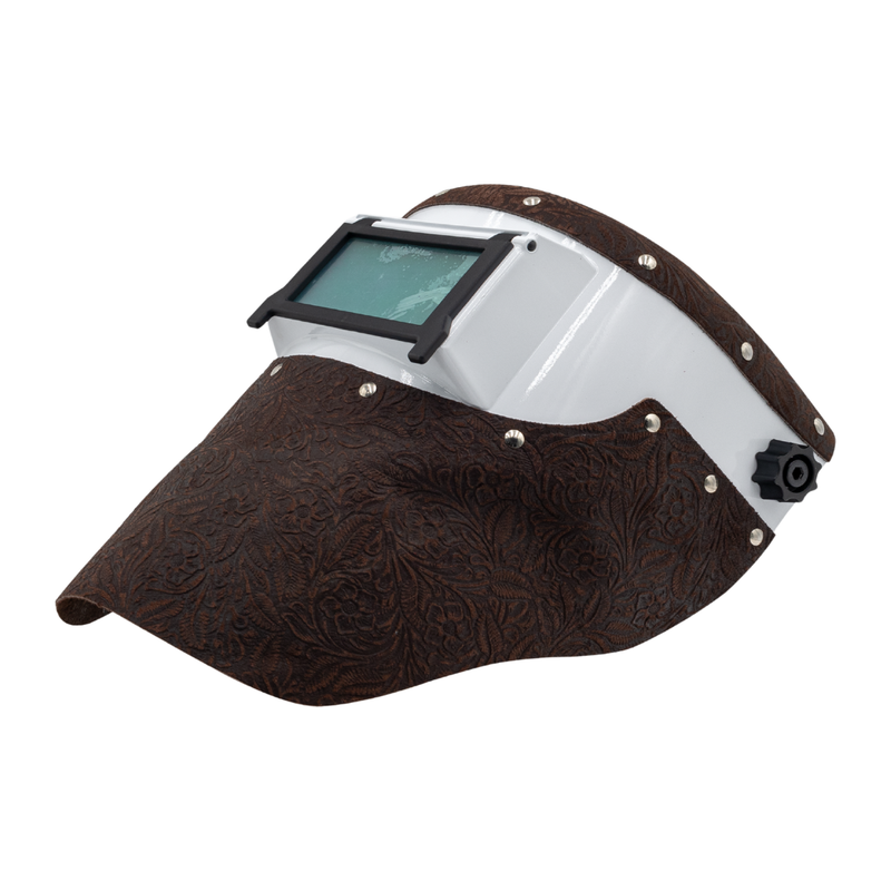Outlaw Leather Slimline Welding Hood - Floral Leather Brown