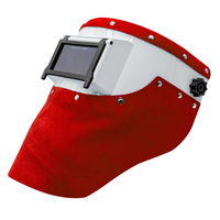 Red Suede Leather Outlaw Slimline Welding Hood 