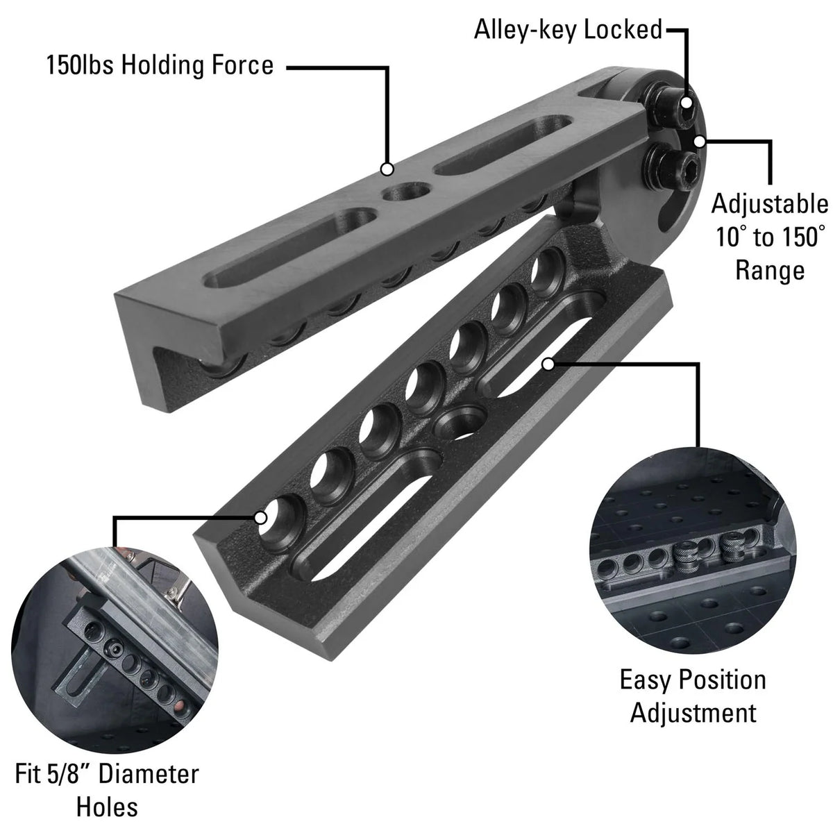 Strong Hand Tools Adjustable Angle Bracket - 5/8" Hole Diameter