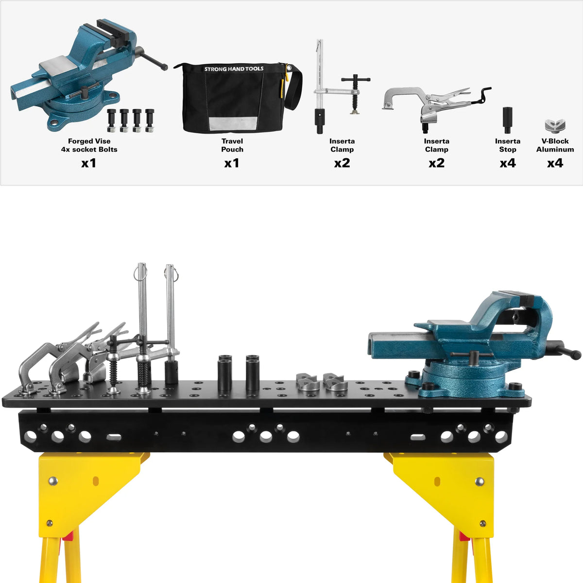 Sawhorse w/ 12-pc. Clamping Kit &amp; 4" Forged Vise - TSB366-AK2