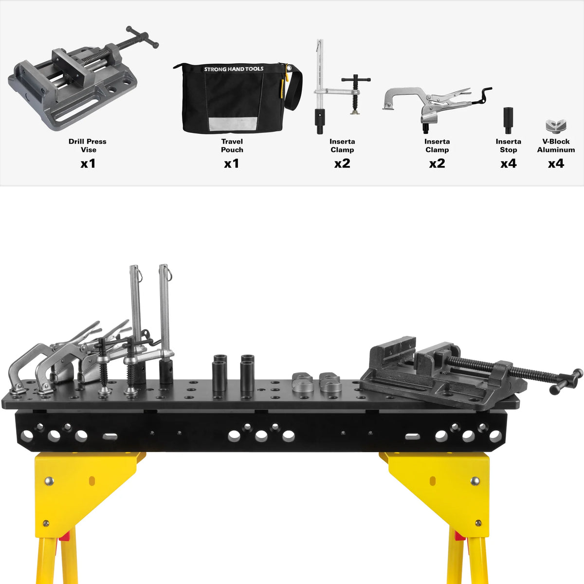 Sawhorse w/ 12-pc. Clamping Kit &amp; Drill Press Vise - TSB366-AK3