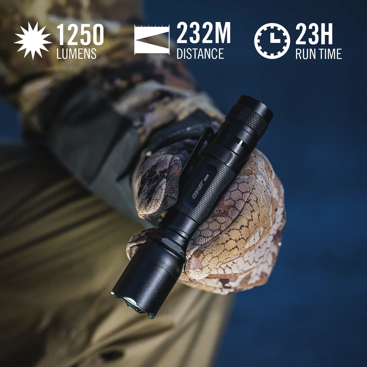 Coast TX17R 1250 Lumen Rechargeable Tactical Flashlight