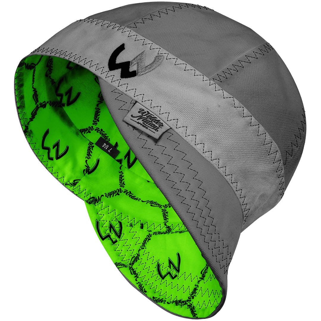 Shop WelderNation The BAMF Grey/Green Welding Beanie