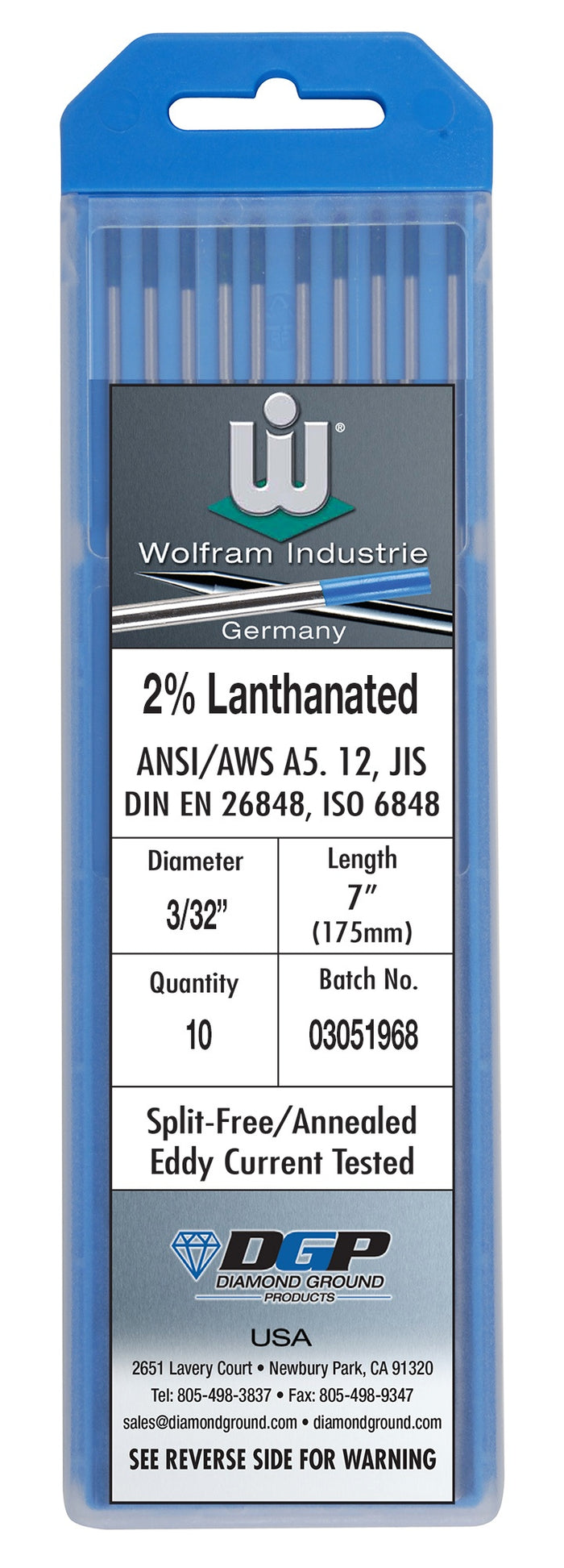 Wolfram 2.0% Lanthanated (Blue) Tungsten - Made in Germany