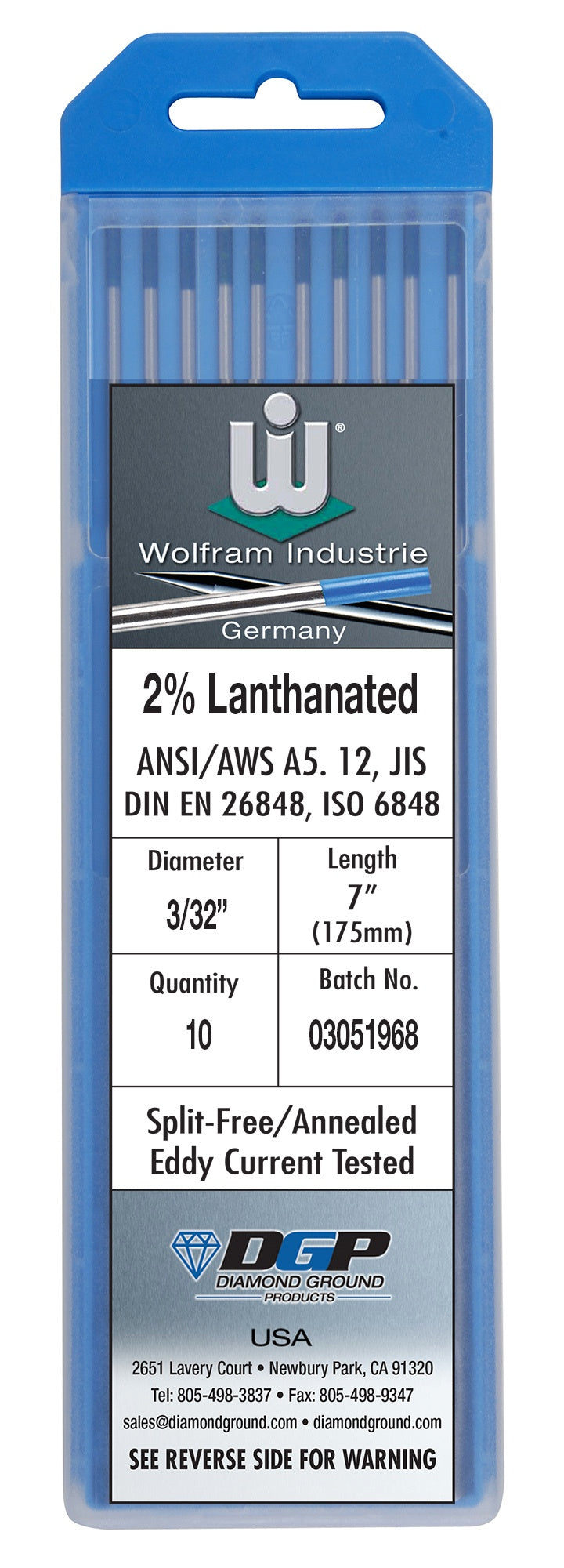 Wolfram 2.0% Lanthanated (Blue) Tungsten - Made in Germany