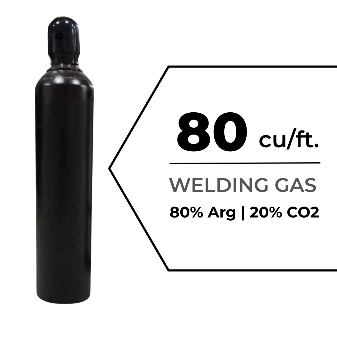 80 cu/ft Welding Gas Cylinder 80% Argon 20% CO2 - Tank CGA 580 - FULL