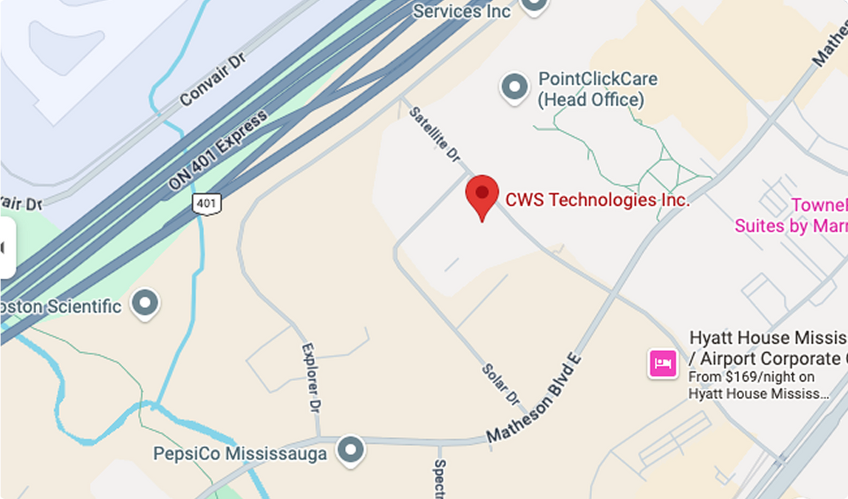 Map showing Canada Welding Supply warehouse location in Mississauga