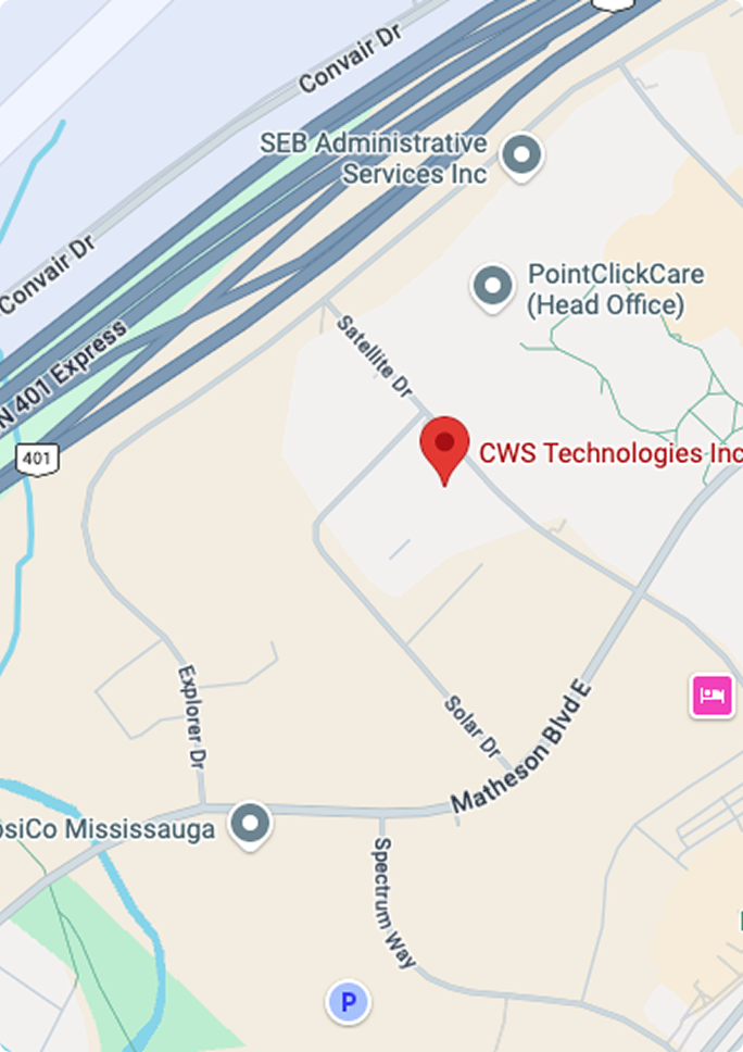 Map showing Canada Welding Supply warehouse location in Mississauga