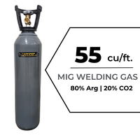 55 cu/ft MIG Welding Gas Cylinder - 80% Argon 20% CO2 - Tank CGA 580 - FULL