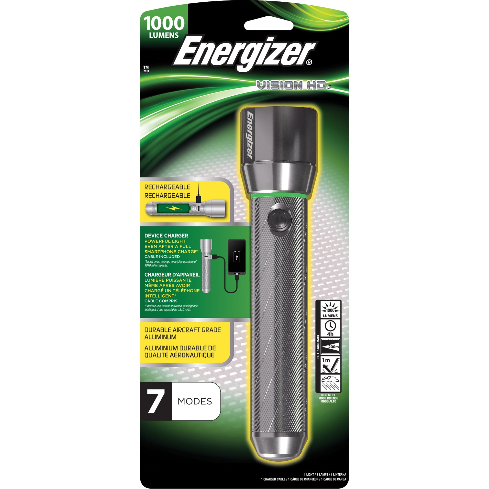 Flashlight Vision System Shop Energizer Rechargeable Vision HD Focus Flashlight, LED, 1000 ...
