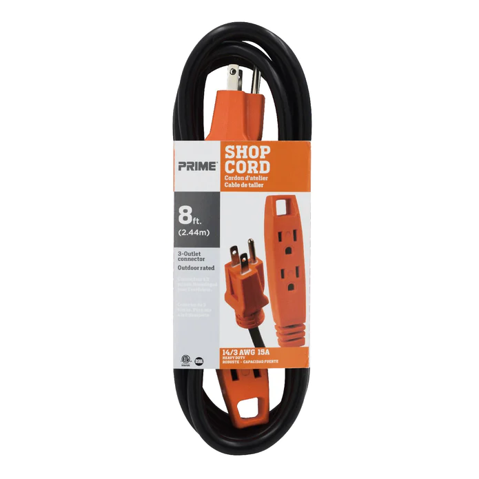 8 ft. 3-Outlet Shop Extension Cord