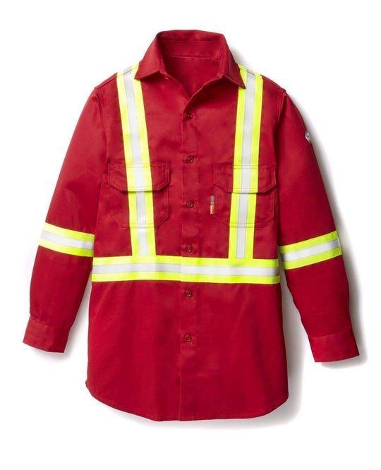 Uniform Shirt with Reflective Trim - Red Front