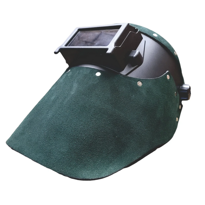 Outlaw Leather Black Flip Front / Green Suede Welding Hood