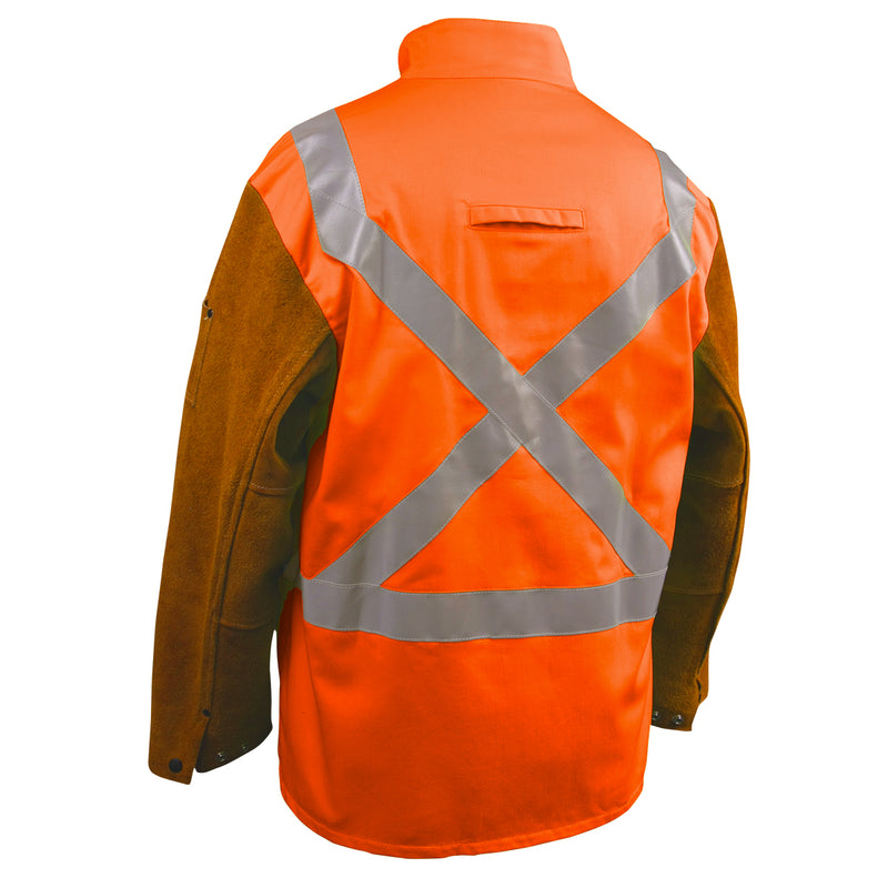 Black Stallion Safety Orange FR Cotton & Cowhide Hybrid Welding Jacket
