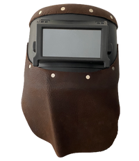 Outlaw Leather Black Flip Front / Brown Leather Welding Hood