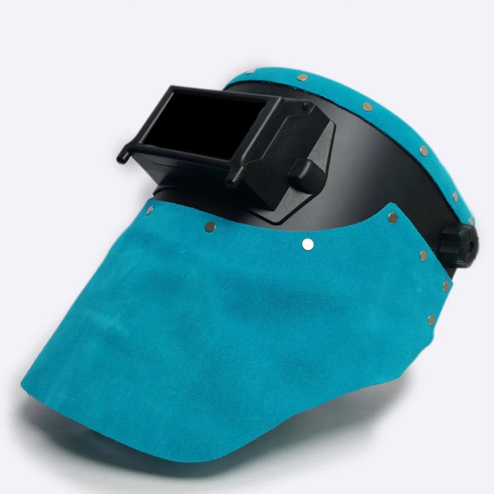 Outlaw Leather Black Flip Front / Turquoise Suede Welding Hood
